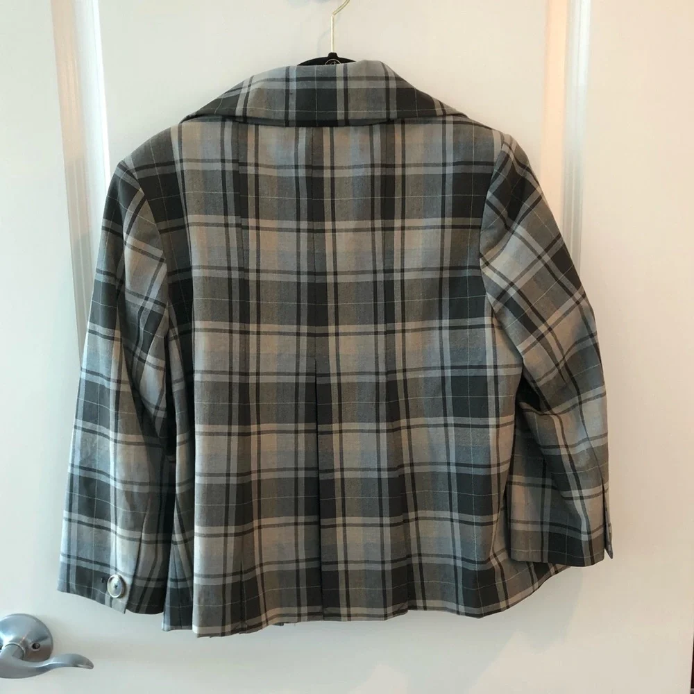 Isaac Mizrahi For Target Plaid Pleated Blazer Jacket